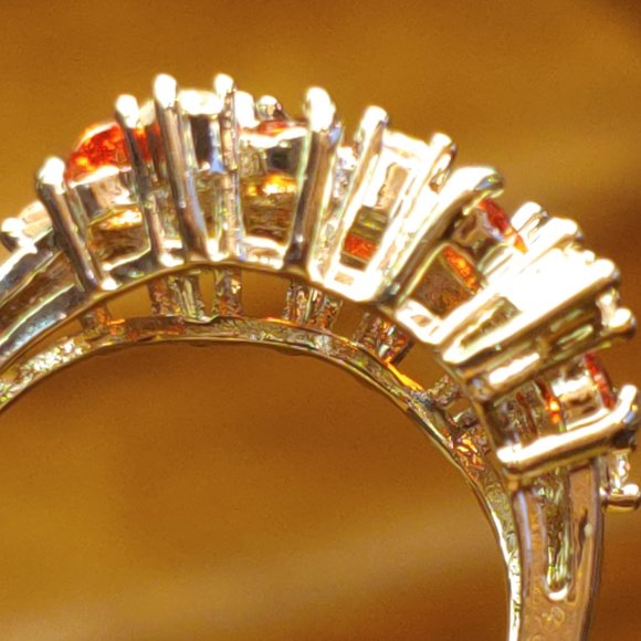 Garnet & White Sapphire Flowers Cocktail Ring - Picture 13 of 16